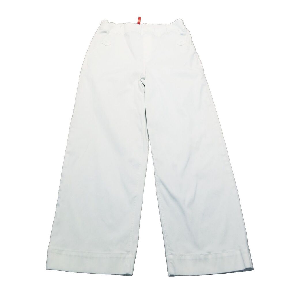 Spanx Pants Women's Size L White Stretch Twill Cropped Wide Leg (28x26.5) 20312R